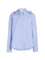 Flor Embellished Striped Cotton Shirt