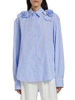 Flor Embellished Striped Cotton Shirt