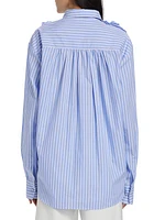 Flor Embellished Striped Cotton Shirt