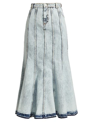 Lex Seamed Denim Midi-Skirt