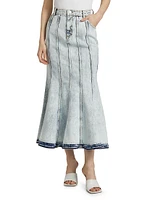 Lex Seamed Denim Midi-Skirt