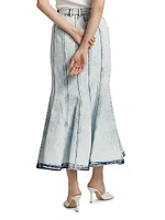 Lex Seamed Denim Midi-Skirt