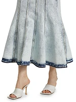 Lex Seamed Denim Midi-Skirt