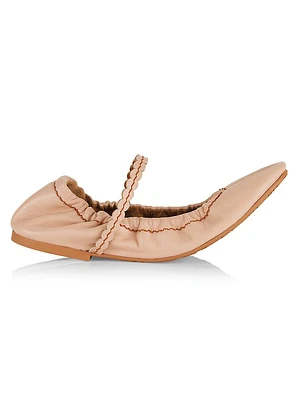 Kaddy Scalloped Leather Ballet Flats