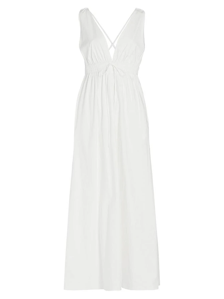 Walk About Cotton-Blend Empire-Waist Maxi Dress