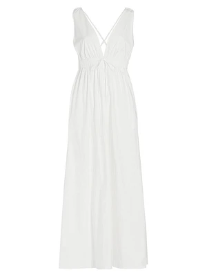 Walk About Cotton-Blend Empire-Waist Maxi Dress