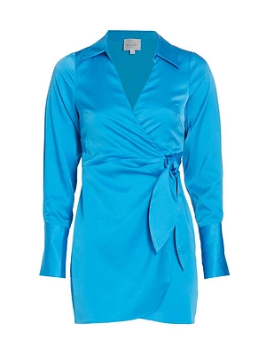 Seaside Satin Wrap Minidress