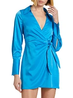 Seaside Satin Wrap Minidress