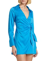 Seaside Satin Wrap Minidress