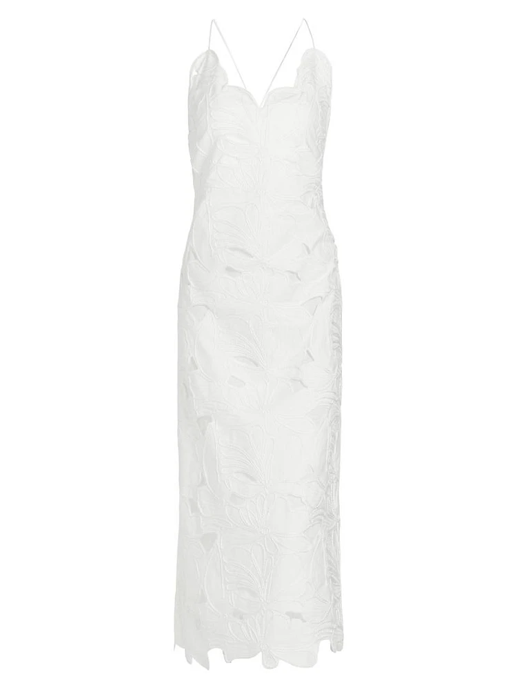 Morning Glory Embroidered Midi-Dress