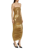 Diana Metallic Ruched Strapless Gown