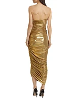 Diana Metallic Ruched Strapless Gown