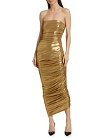 Diana Metallic Ruched Strapless Gown