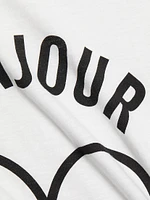 Bonjour Smiling Heat Graphic Cotton T-Shirt