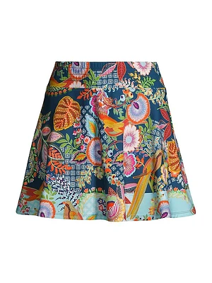 Wild Bird Floral Swingy Tennis Skirt