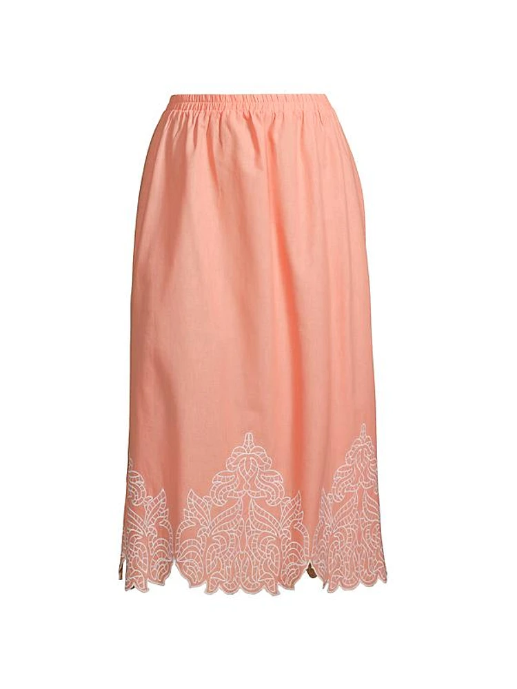 Plus Embroidered Hem Maxi Skirt