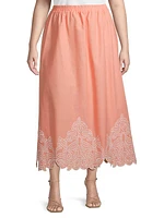 Plus Embroidered Hem Maxi Skirt