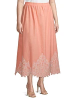 Plus Embroidered Hem Maxi Skirt