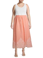 Plus Embroidered Hem Maxi Skirt