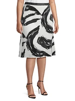 Plus Abstract A-Line Midi-Skirt