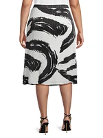 Plus Abstract A-Line Midi-Skirt