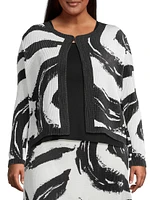 Plush Abstract Brushstroke Fine Pleat Jacket