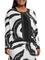 Plush Abstract Brushstroke Fine Pleat Jacket