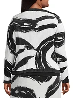 Plush Abstract Brushstroke Fine Pleat Jacket