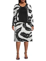 Plush Abstract Brushstroke Fine Pleat Jacket