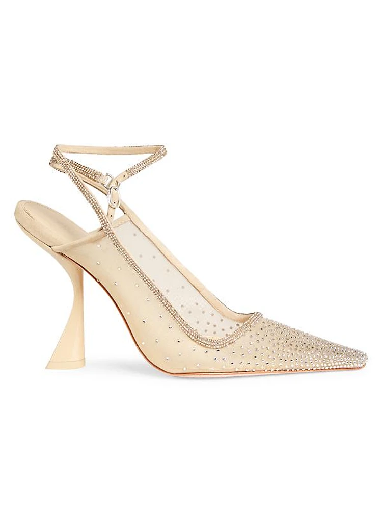 Diya 100MM Crystal Mesh Pumps