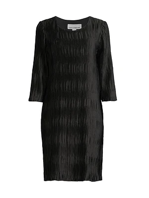 Plissé Three-Quarter Sleeve Dress