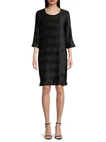 Plissé Three-Quarter Sleeve Dress