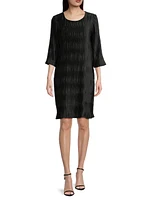 Plissé Three-Quarter Sleeve Dress