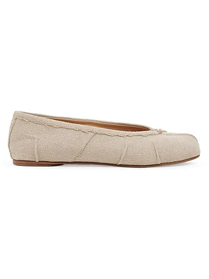 Tabi Linen & Leather Ballerina Flats