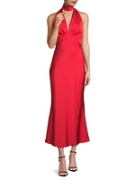 Federica Satin Halter Midi-Dress