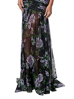 Silk Floral Halter Cut-Out Gown