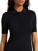 Silk-Cotton Polo Top