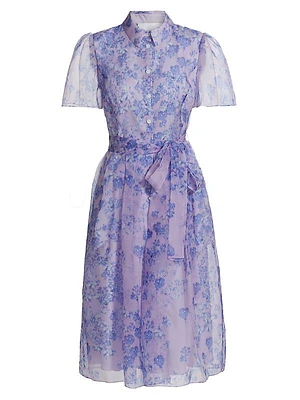 Floral Silk Tie-Waist Shirtdress