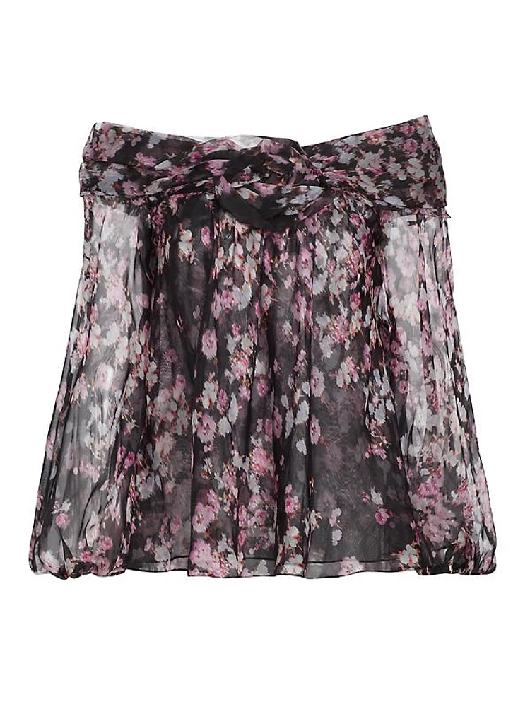 Floral Silk Off-the-Shoulder Top