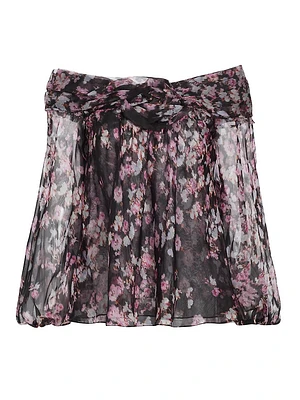 Floral Silk Off-the-Shoulder Top