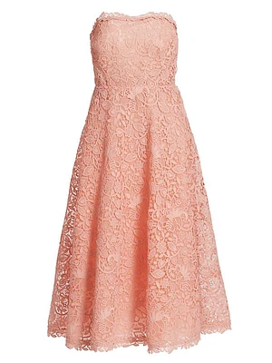 Strapless Lace Full Skirt Dress