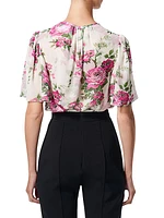 Silk Floral Short-Sleeve Top