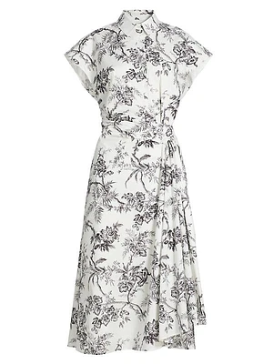 Floral Toile Surplice Shirtdress