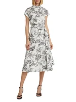 Floral Toile Surplice Shirtdress