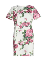 Floral Short-Sleeve Shift Minidress