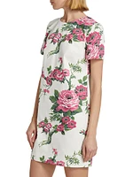 Floral Short-Sleeve Shift Minidress