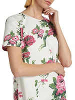 Floral Short-Sleeve Shift Minidress