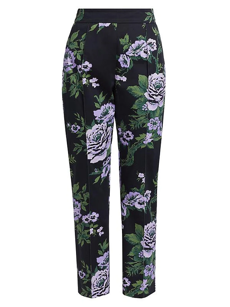 Floral High-Rise Slim Pants