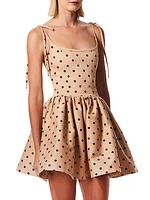 Polka-Dot Flared Minidress