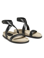 Leather Crossover Chunky Sandals